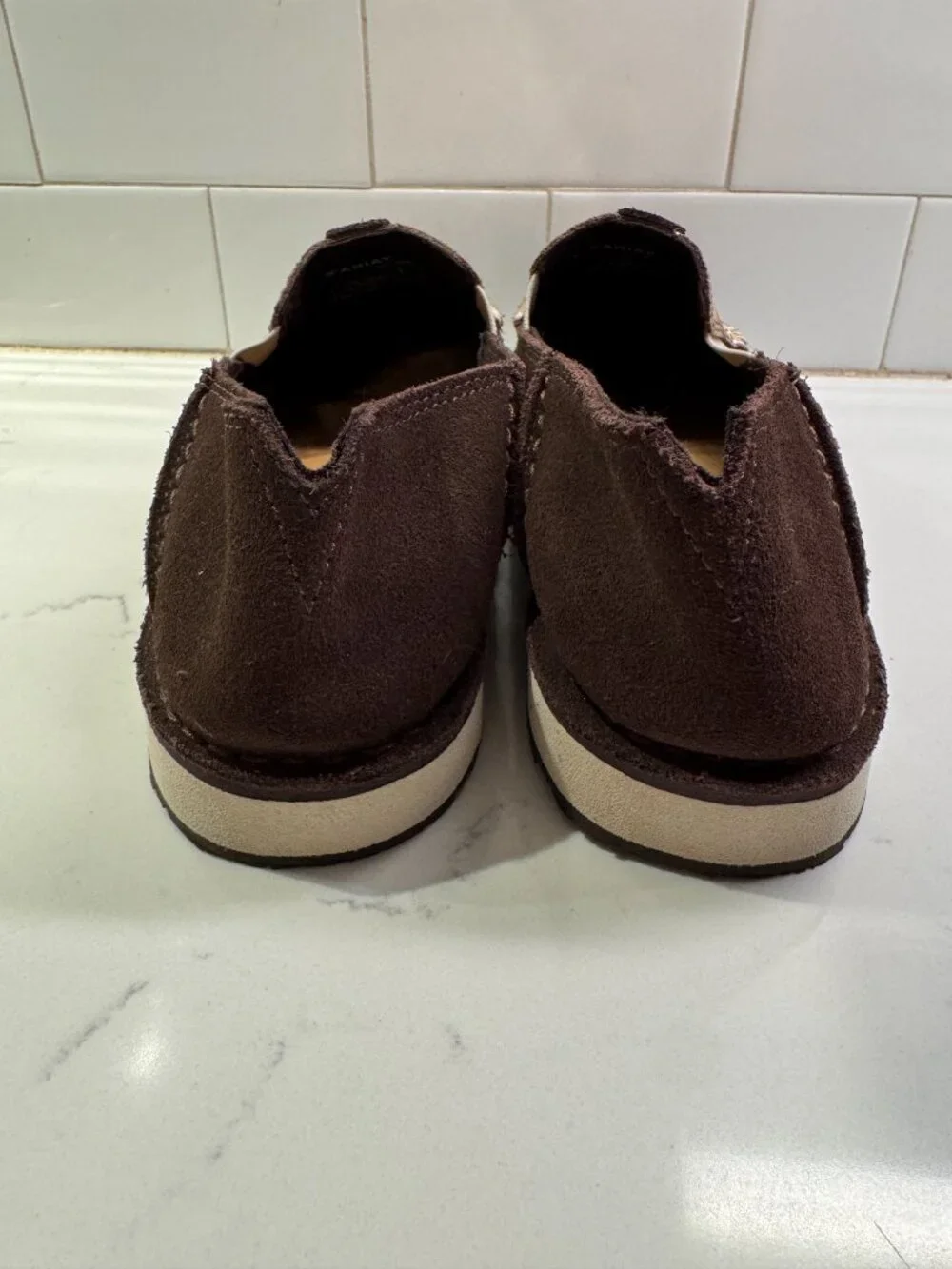 Ariat Cruiser Azteca Suede Brown Leather Loafers Womens 10B Metallic Embossed To